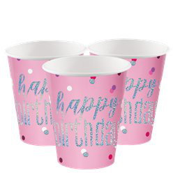 Pappmuggar - Happy birthday - Rosa/Iridescent