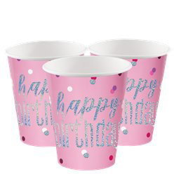 Pappmuggar - Happy birthday - Rosa/Iridescent – ingående artikel, visas separat
