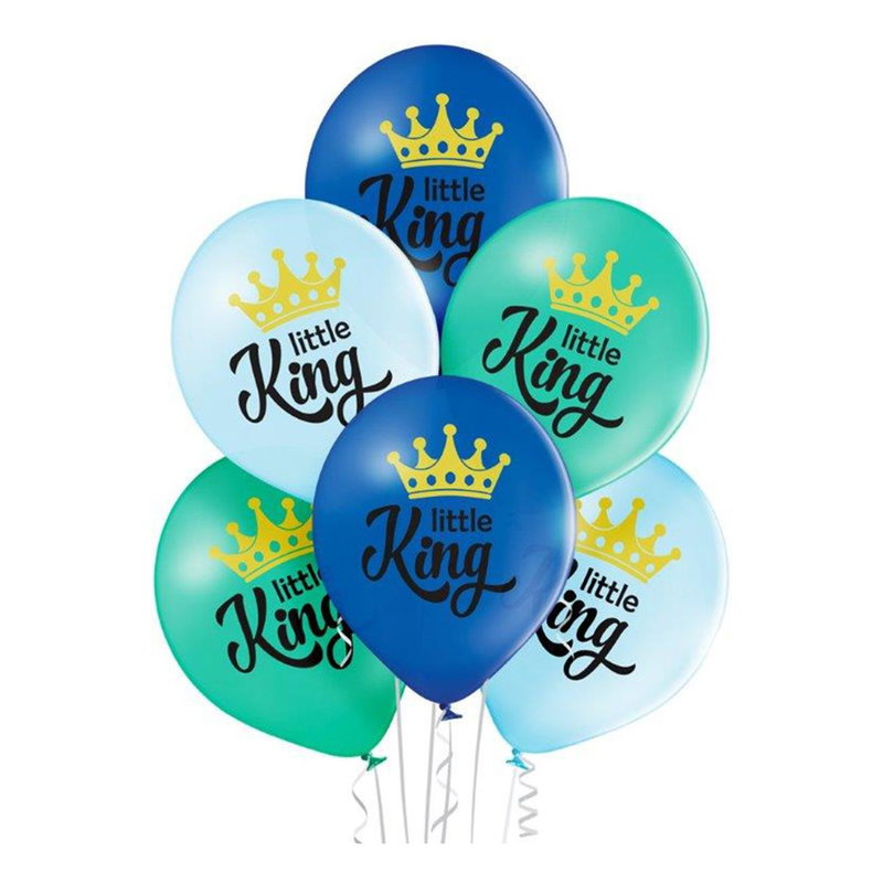 Belbal Little King latexballonger i blått och grönt – 6-pack