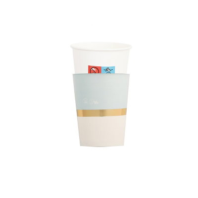 Pappmuggar Baby Chic blå/guld med omslag – 250 ml – 8-pack