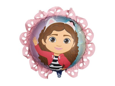 Folieballong Gabbys dockskåp med volang – 52 × 52 cm
