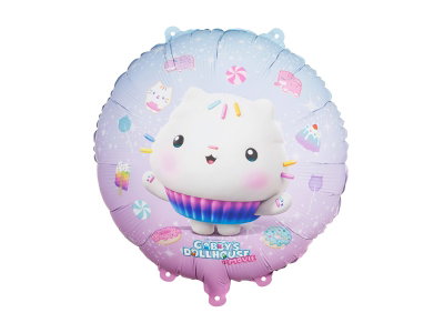 Folieballong Gabbys dockskåp Cakey – rund, 35 cm