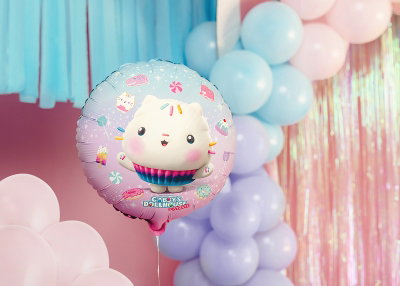 Folieballong Gabbys dockskåp Cakey – rund, 35 cm