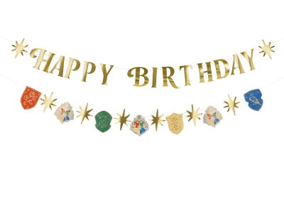Girlang Harry Potter Happy Birthday – guld, 200 cm