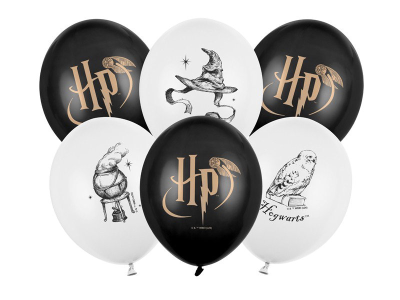 Ballonger Harry Potter – svart och vitt, 30 cm, 6-pack
