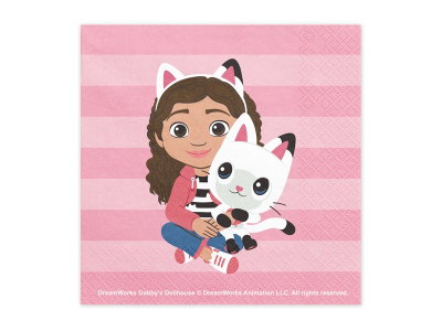 Servetter Gabbys dockskåp – kattvänner, 33 × 33 cm, 20-pack