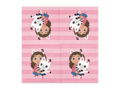 Servetter Gabbys dockskåp – kattvänner, 33 × 33 cm, 20-pack