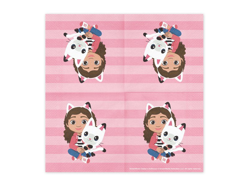 Servetter Gabbys dockskåp – kattvänner, 33 × 33 cm, 20-pack