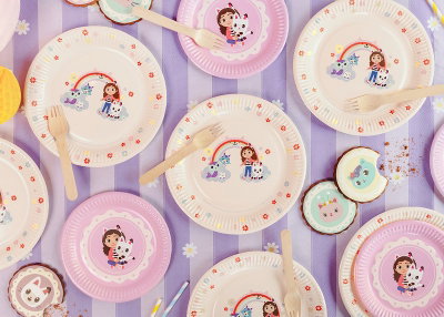 Papperstallrikar Gabbys dockskåp – kattvänner, 23 cm, 6-pack