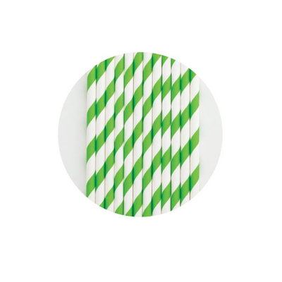 Grönvita spiralrandiga papperssugrör, Givi Italia 41044, 12-pack