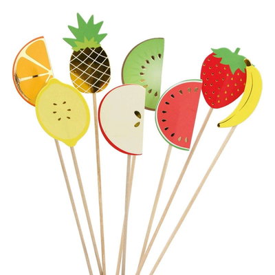 Dekorationspinnar frukter – 12-pack