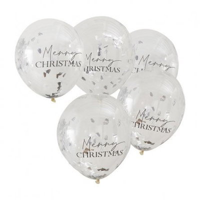 Konfettiballonger - Silver - Merry Christmas