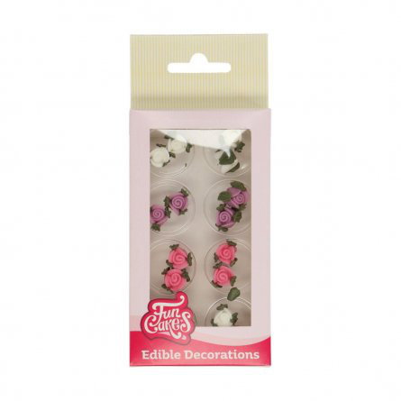 Sockerdekorationer - Rosor med blad - FunCakes