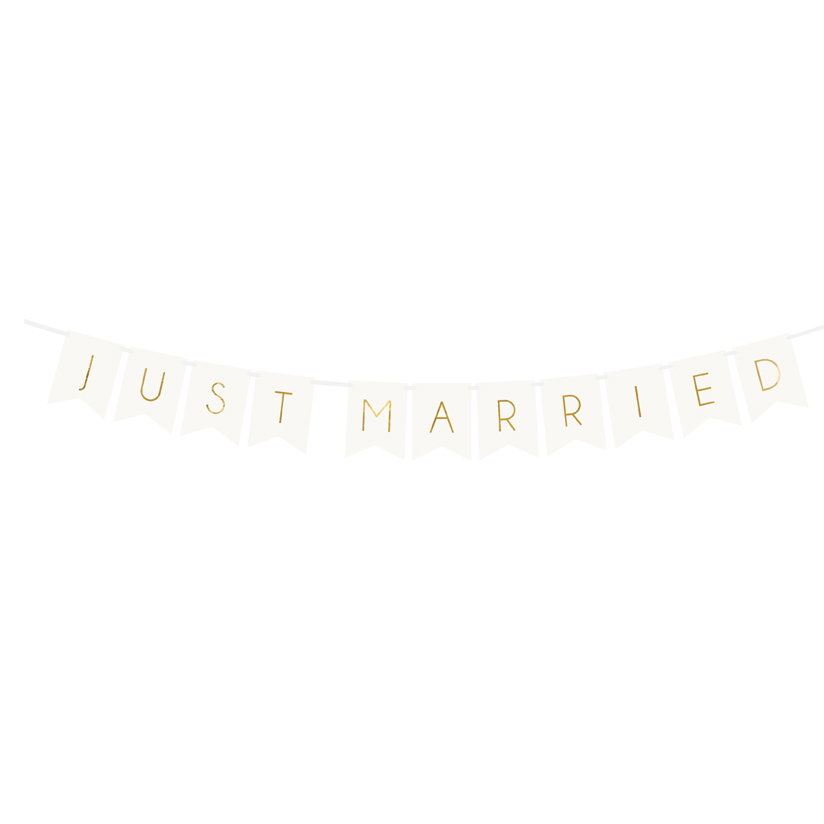 Vimpel - Just Married - Vit/Guld