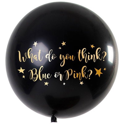 Folat Gender Reveal Boy – svart ballong med guldtext, 90 cm