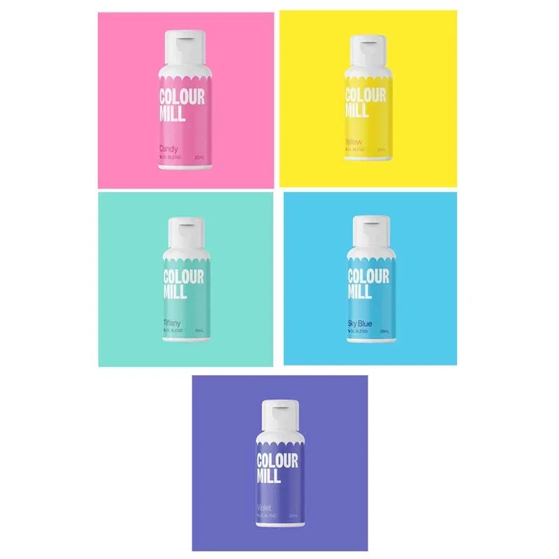 Färgpaket Regnbåge, oljebaserade ätbara Färger - Colour Mill