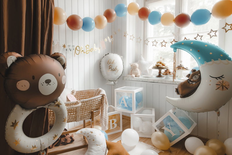 Folieballong Teddybjörn Måne Blå