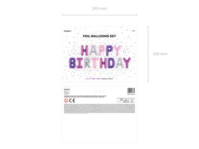 Folieballong Happy Birthday Färgmix