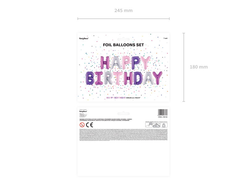 Folieballong Happy Birthday Färgmix