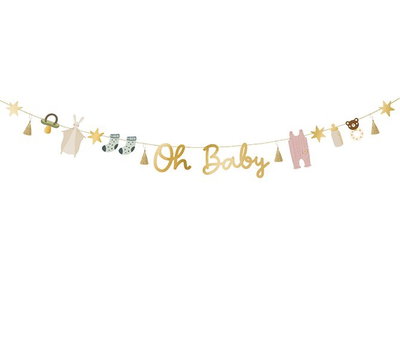Girlang Oh Baby med babymotiv och guldfärgade detaljer