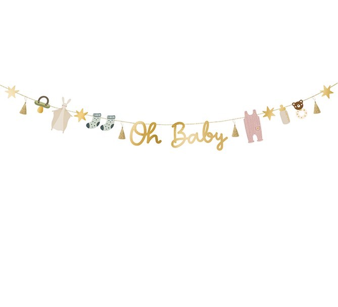 Girlang Oh Baby med babymotiv och guldfärgade detaljer