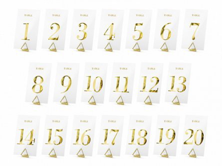 Bordsnumrering - 1-20 - Clear/Guld
