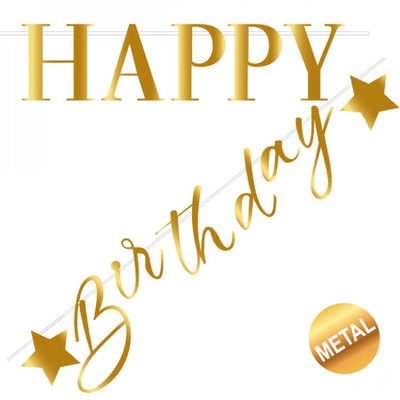 Girlang Happy Birthday guld – 2 delar à 1 meter