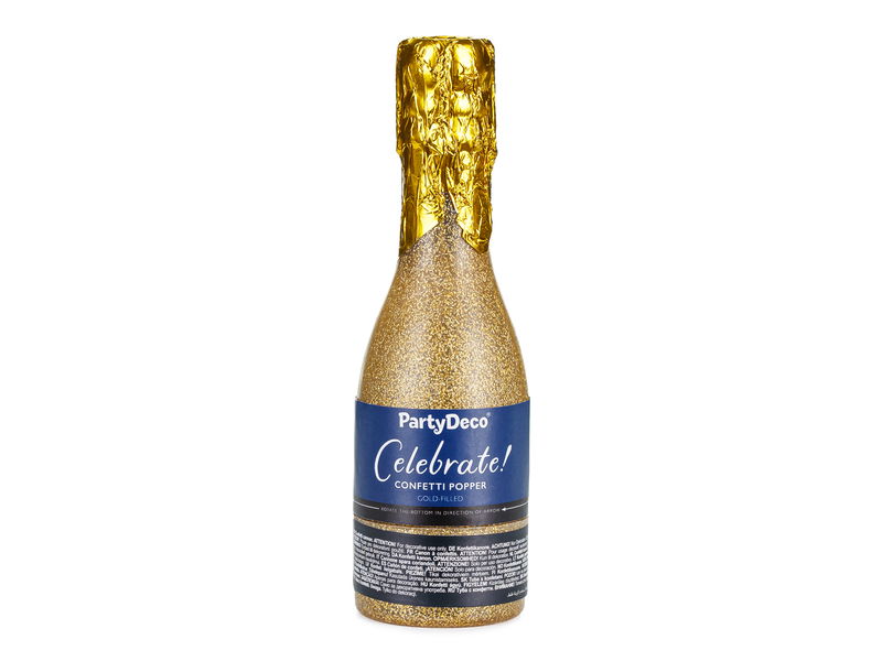 Konfettikanon Champagneflaska Guld