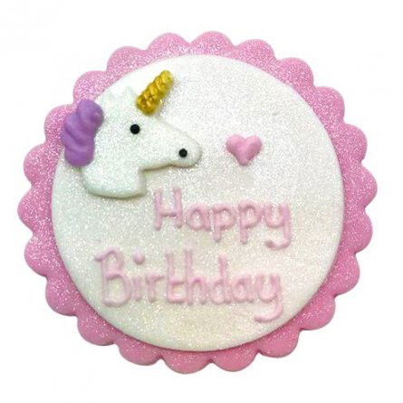 Sockerdekoration - Plakett - Unicorn