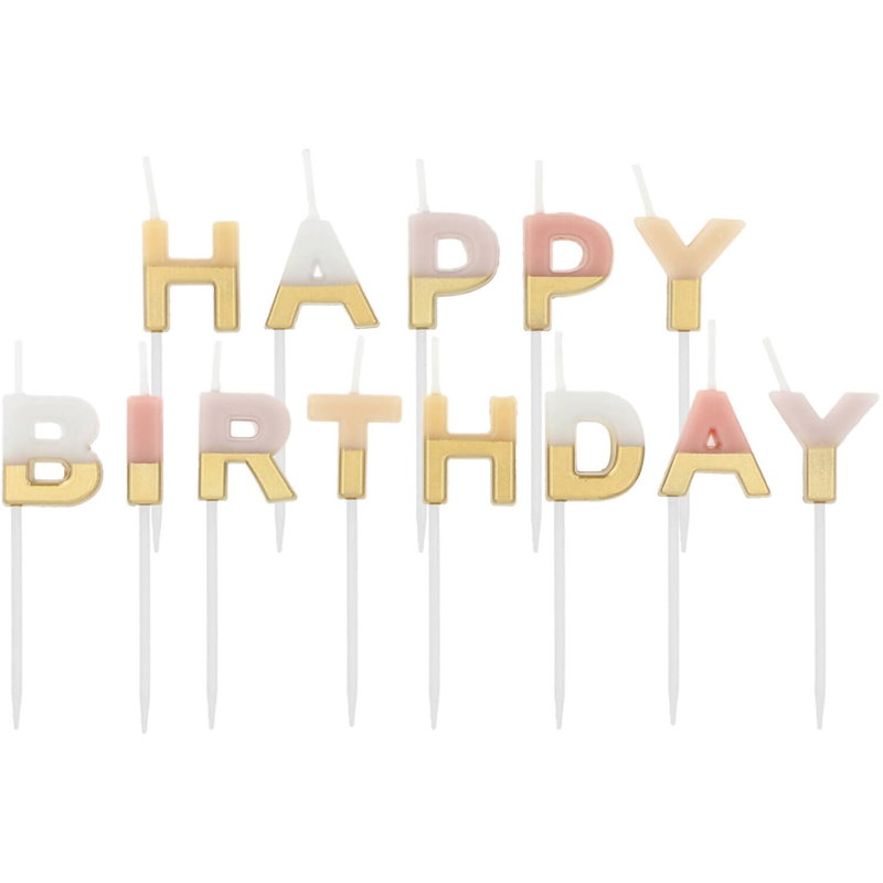 Tårtljus Happy Birthday pale pastels