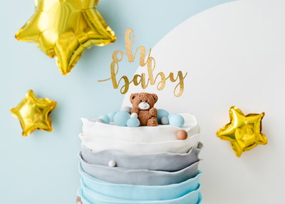 Cake Topper Oh Baby - Guld
