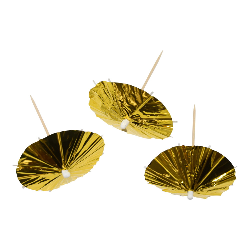 Drinkparaplyer Guld 10 pack