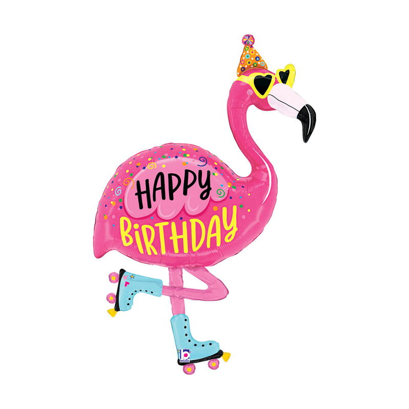 Folieballong - Flamingo Birthday 107 cm