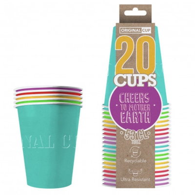 Pappersmugg mixade färger 53 cl 20-pack