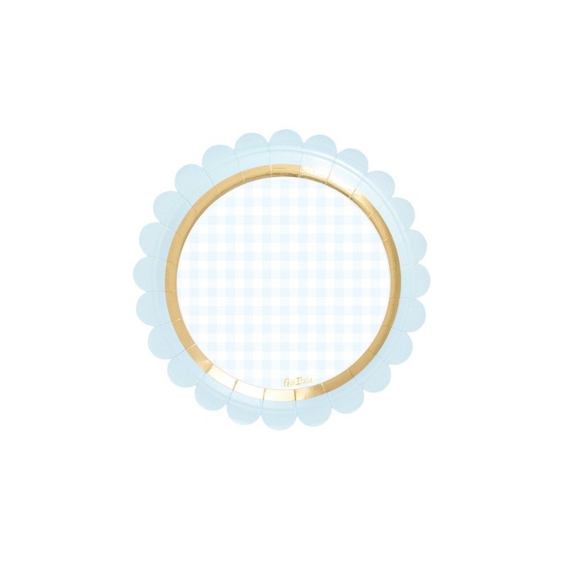 Papptallrikar Baby Chic blå/guld – 18 cm – 8-pack