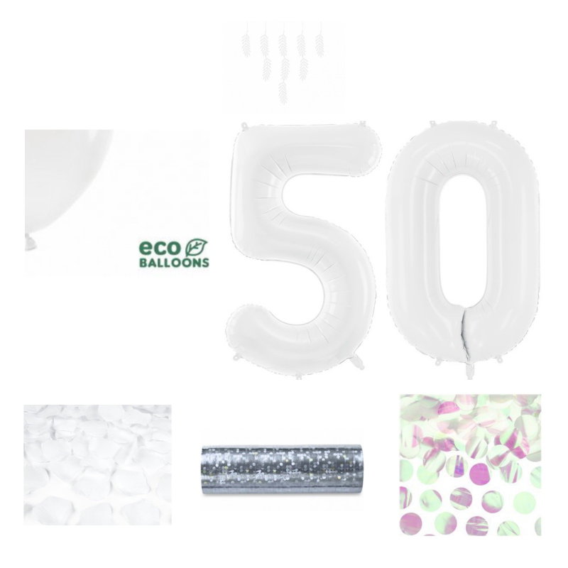 50-års festpaket, Vitt, Stor – sammansatt produktbild