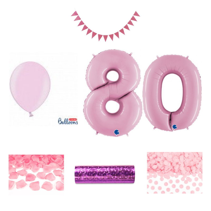 80-års festpaket, Rosa, Stor – sammansatt produktbild