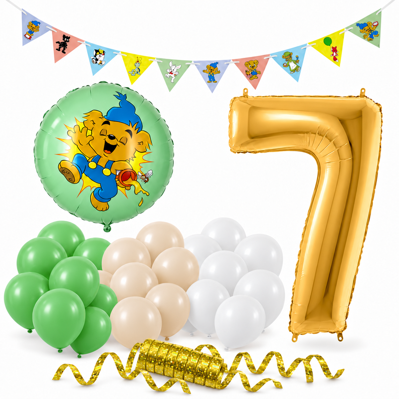 Bamse 7 år – dekorationspaket Skog – paketets produkter