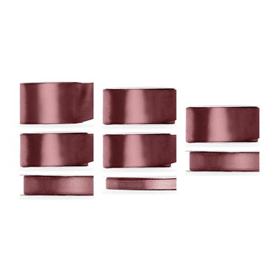 Satinbandspaket – Mörk Dammig Rosa – 8 rullar – hela paketet