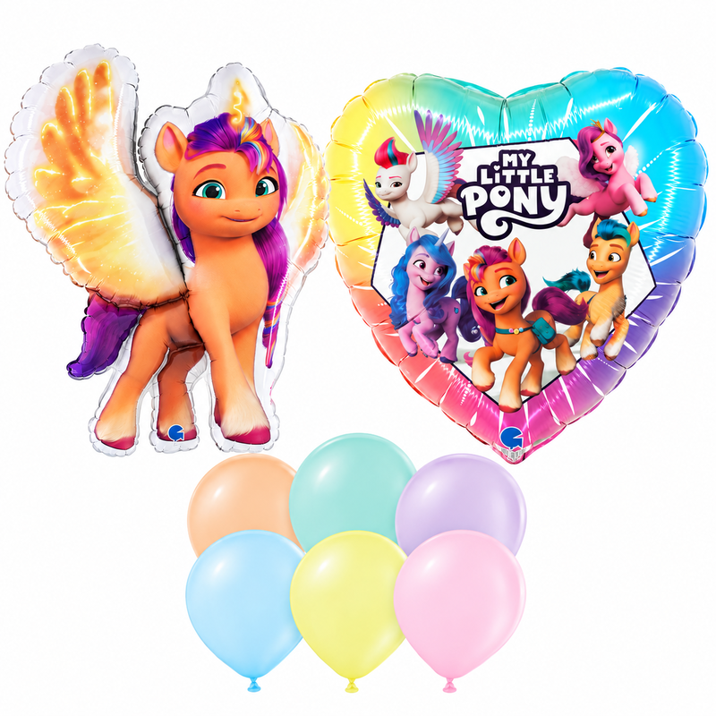 My Little Pony, ballongpaket med Sunny och pastellballonger – översikt av ingående produkttyper