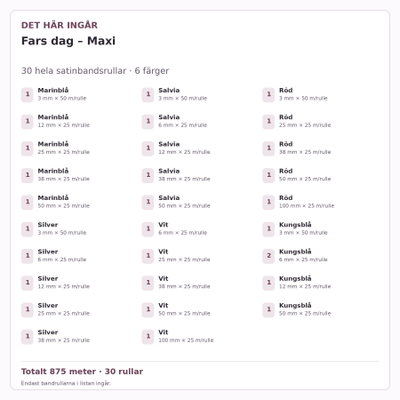 Det här ingår – Satinbandspaket – Fars dag – Maxi – 30 rullar