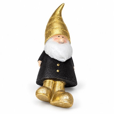 Dekorationstomte i keramik – guld/svart