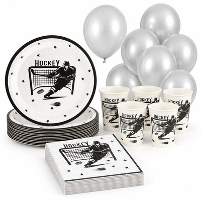 Hockey, kalaspaket med dekorationer, 16 gäster