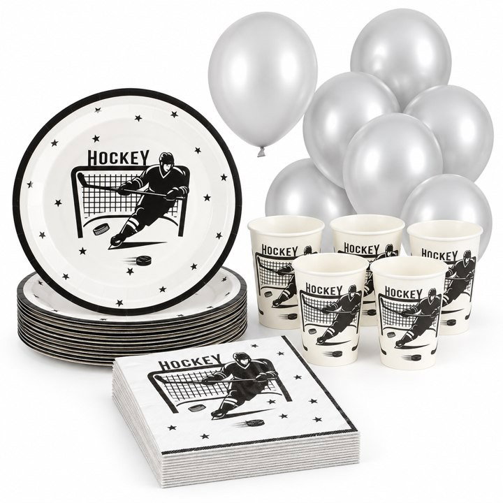 Hockey, kalaspaket med dekorationer, 16 gäster