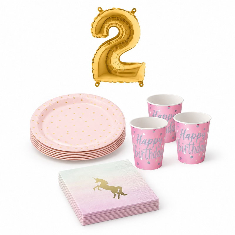 2-årskalas, Enhörningskalas, kalaspaket, 8 gäster – paketets produkter