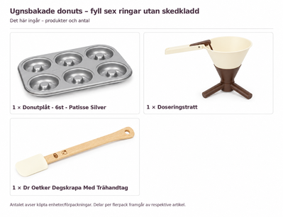 Innehåll och antal: Ugnsbakade donuts – fyll sex ringar utan skedkladd