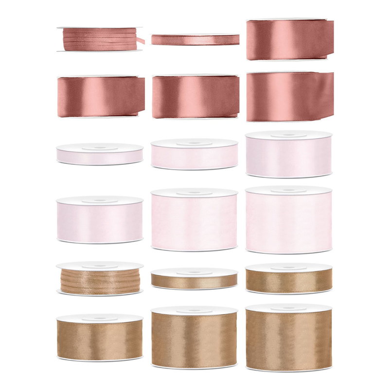 Satinbandspaket – Rosa julglans – Stor – 18 rullar – hela paketet