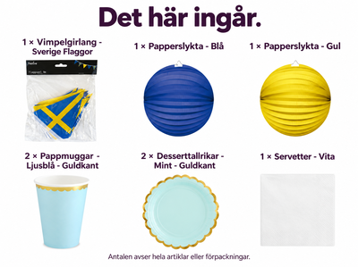 Det här ingår i Nationaldagens fikaplats för tolv – flaggor och blågult