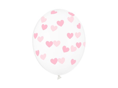 Ballonger - Clear - Rosa hjärtan - 50-pack