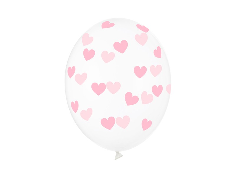 Ballonger - Clear - Rosa hjärtan - 50-pack